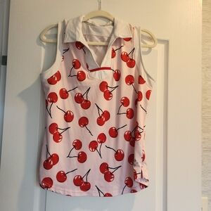 Jofit Cherry Print Blouse - Red and White Size L Guc
